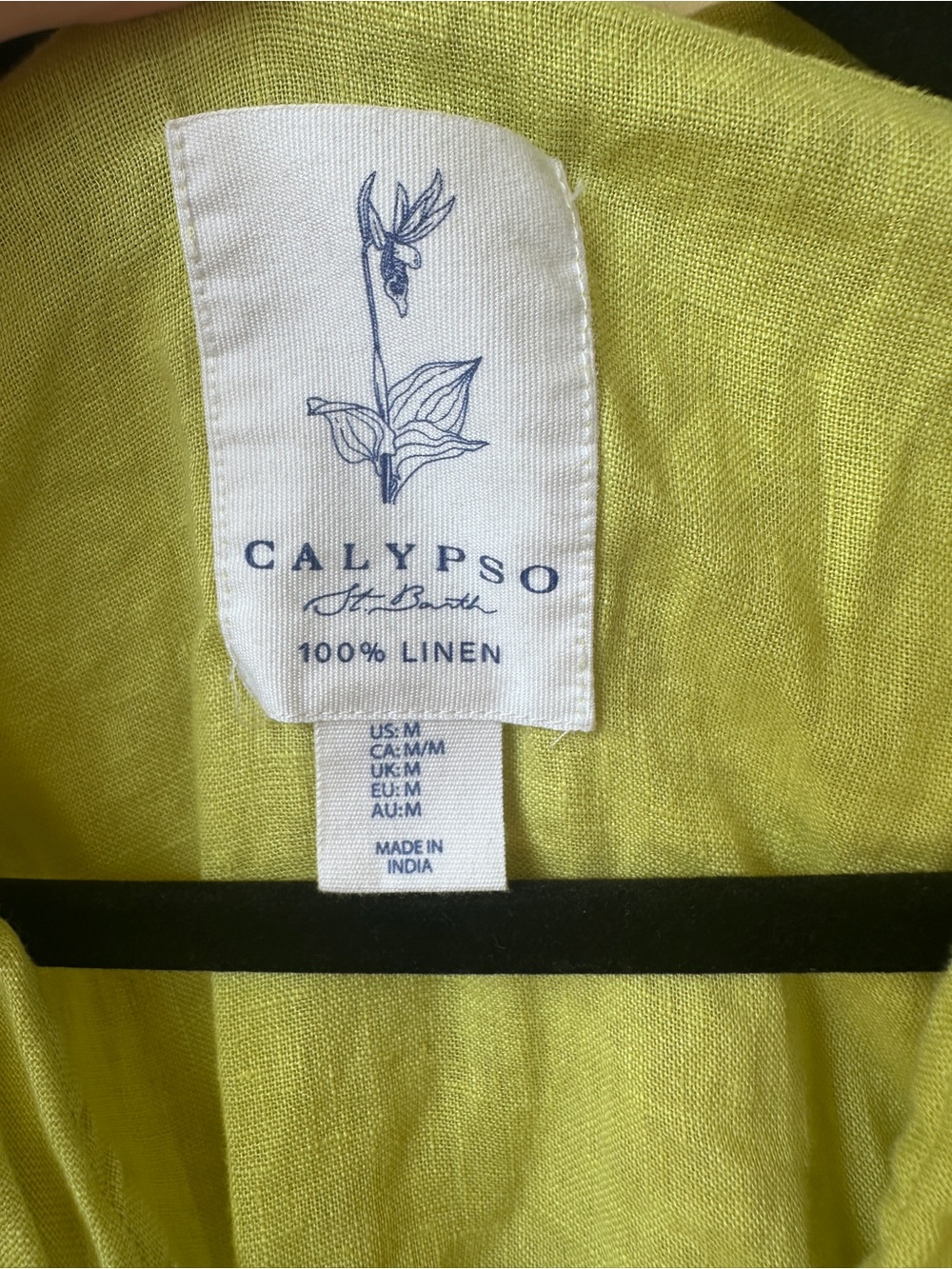 Lime Green Calypso St. Barth Women’s 100% Linen Button-Down - Picture 3 of 4